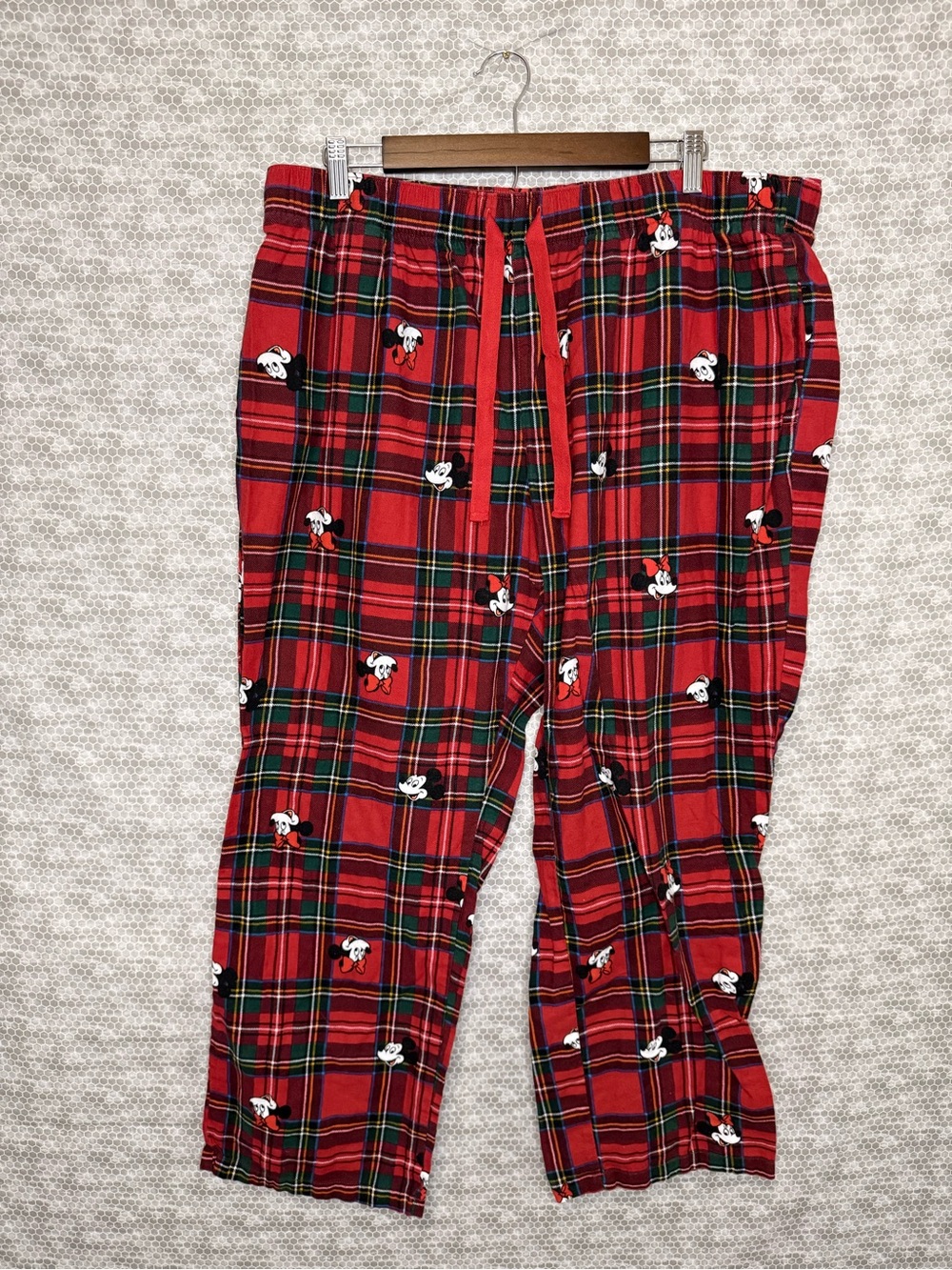 Disney Red Plaid Mickey Pajama Bottoms for Kids